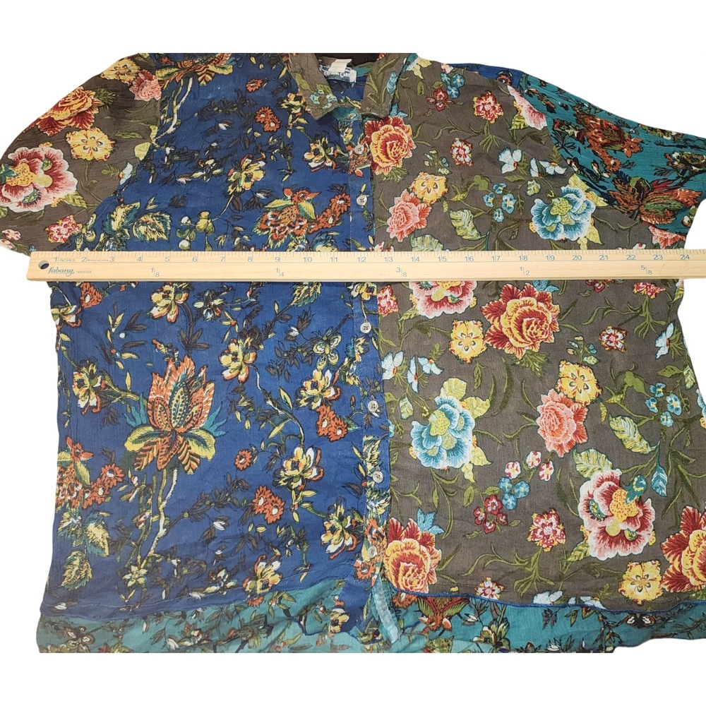 Coldwater Creek Patchwork Floral Print Long Sleeve Button Up Shirt XL - Picture 5 of 7